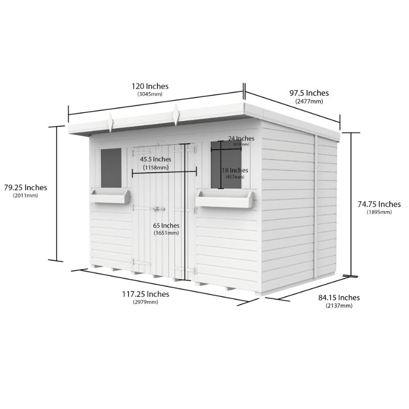 Holt 10' x 7' Handsworth Loglap Pressure Treated Pent Summer Shed | Sheds.co.uk
