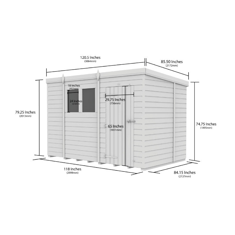 Holt 10' x 7' Pressure Treated Shiplap Modular Pent Shed | Sheds.co.uk