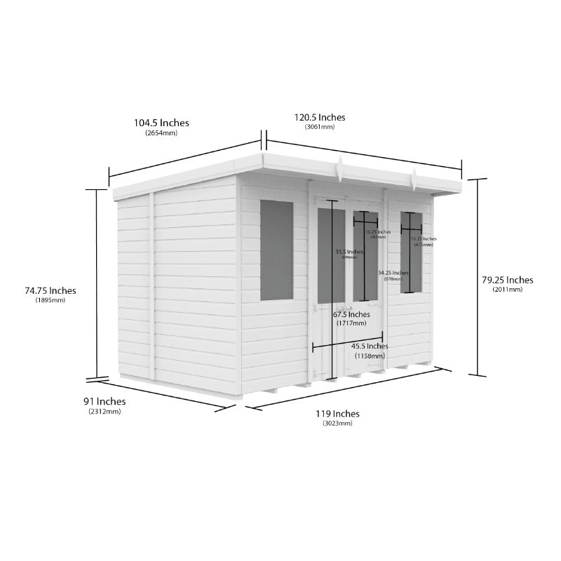 Holt 10' x 8' Alexander Loglap Pressure Treated Pent Summer House | Sheds.co.uk