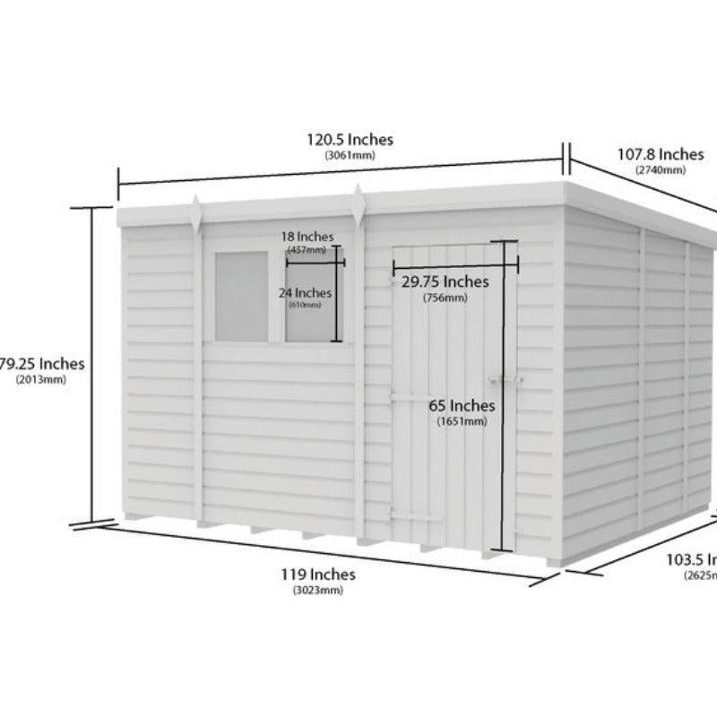 Holt 10' x 9' Pressure Treated Shiplap Modular Pent Shed | Sheds.co.uk