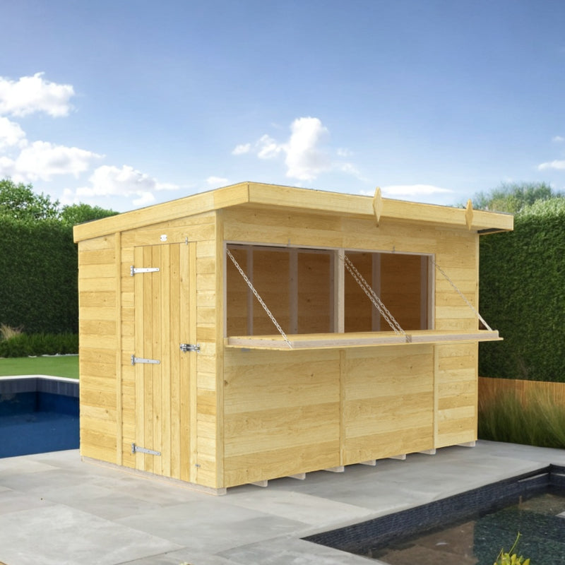 Holt 10' x 6' Pressure Treated Shiplap Garden Bar Shed With Serving Hatch | Sheds.co.uk