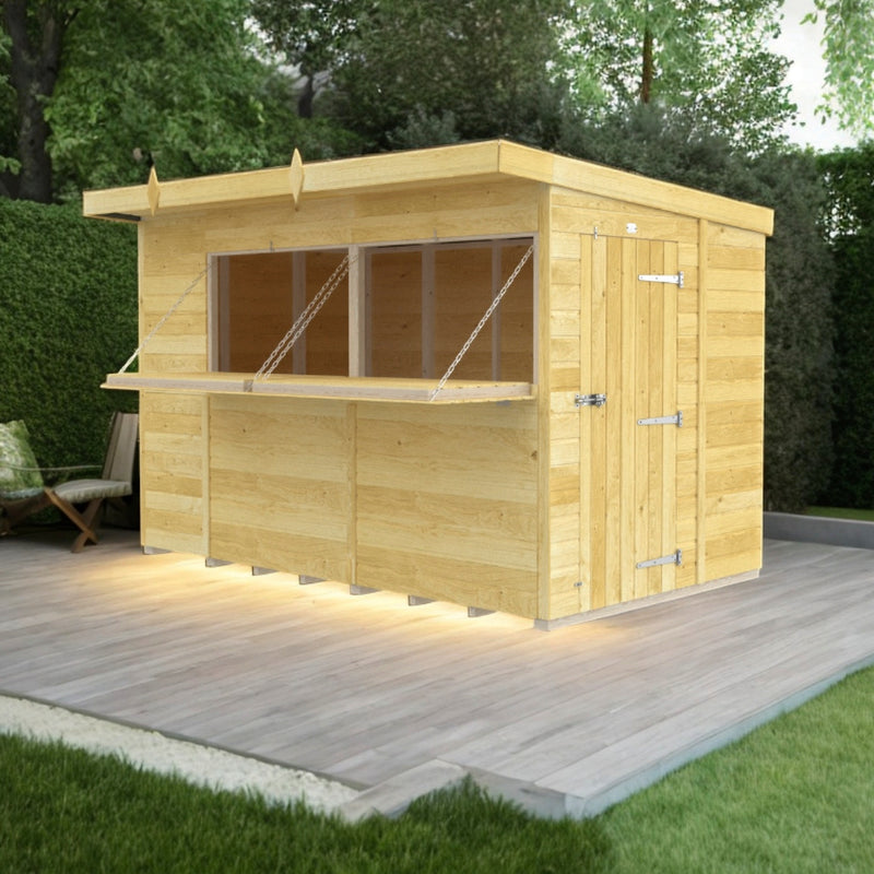Holt 10' x 8' Pressure Treated Shiplap Garden Bar Shed With Serving Hatch | Sheds.co.uk
