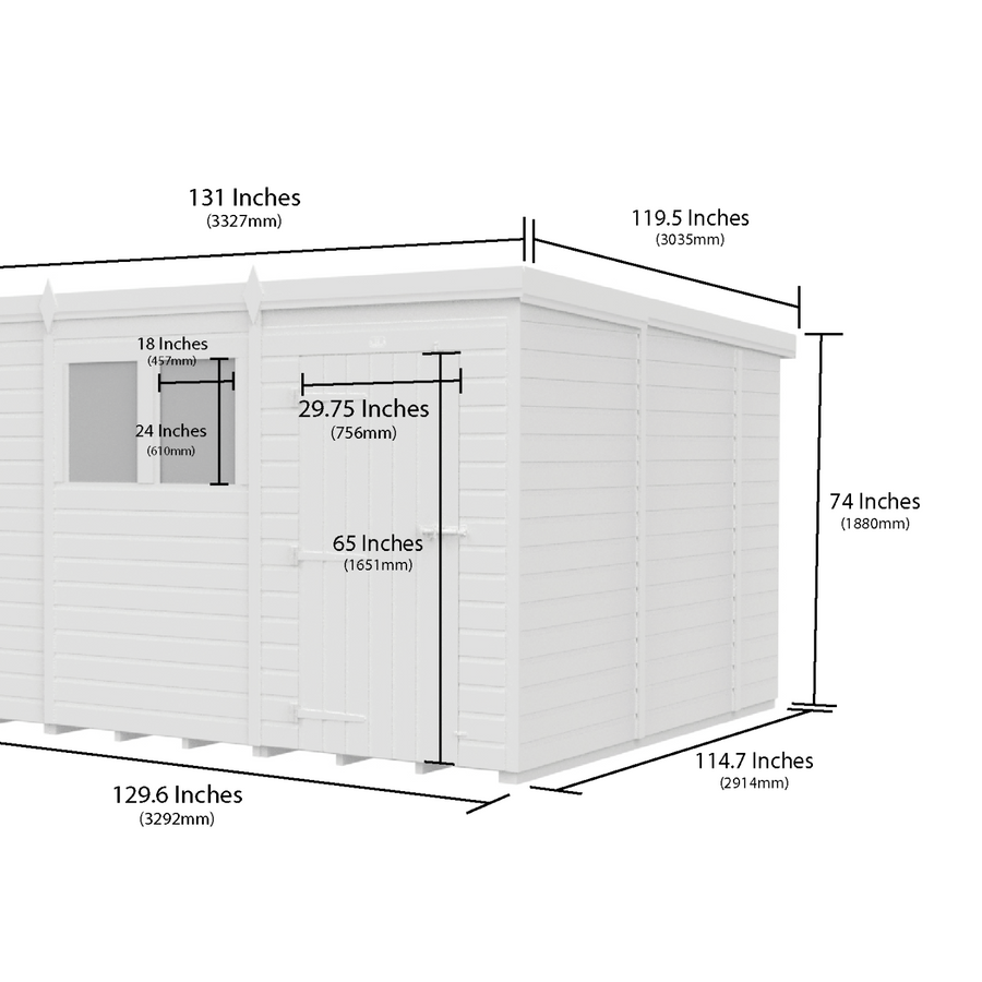 Holt 11' x 10' Pressure Treated Shiplap Modular Pent Shed