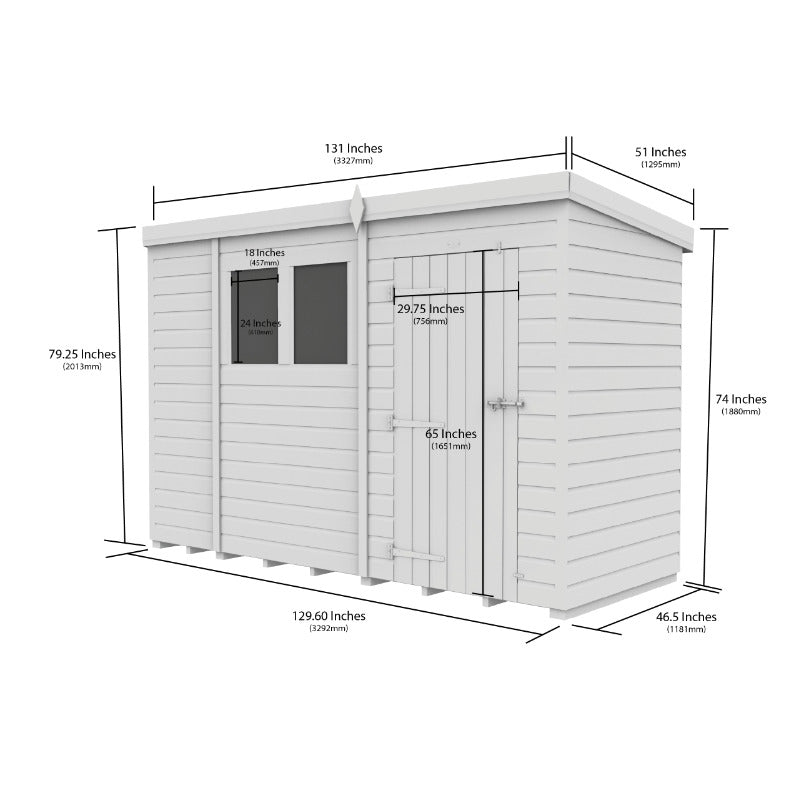 Holt 11' x 4' Pressure Treated Shiplap Modular Pent Shed | Sheds.co.uk