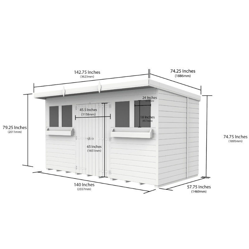 Holt 12' x 5' Handsworth Loglap Pressure Treated Pent Summer Shed