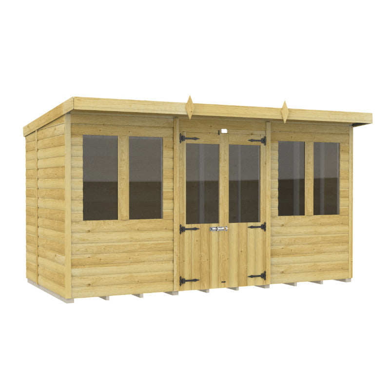 Holt 12' x 6' Alexander Loglap Pressure Treated Pent Summer House | Sheds.co.uk