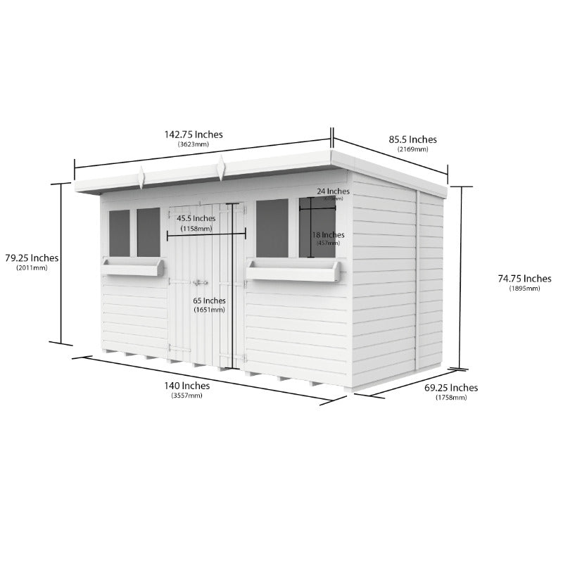 Holt 12' x 6' Handsworth Loglap Pressure Treated Pent Summer Shed | Sheds.co.uk