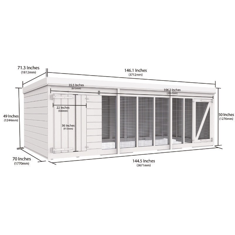 Holt 12' x 6' Pressure Treated Shiplap Dog Kennel And Run | Sheds.co.uk