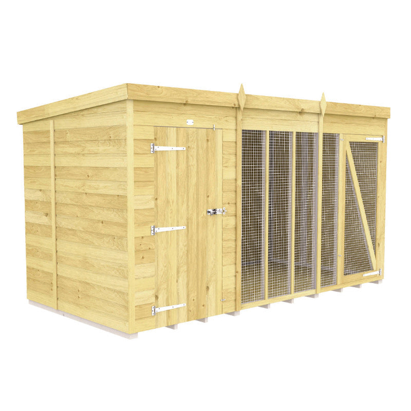 Holt 12' x 6' Pressure Treated Shiplap Full Height Dog Kennel And Run | Sheds.co.uk