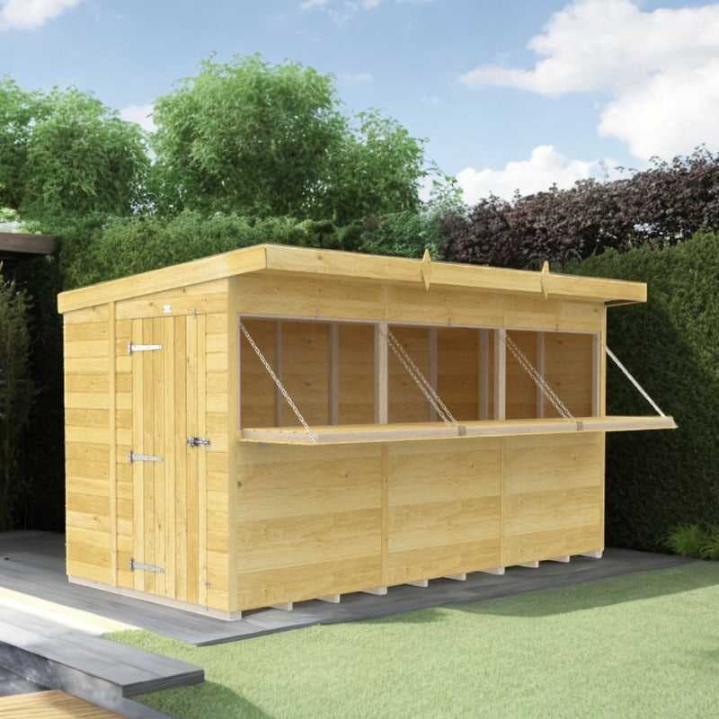 Holt 12' x 6' Pressure Treated Shiplap Garden Bar Shed With Serving Hatch | Sheds.co.uk