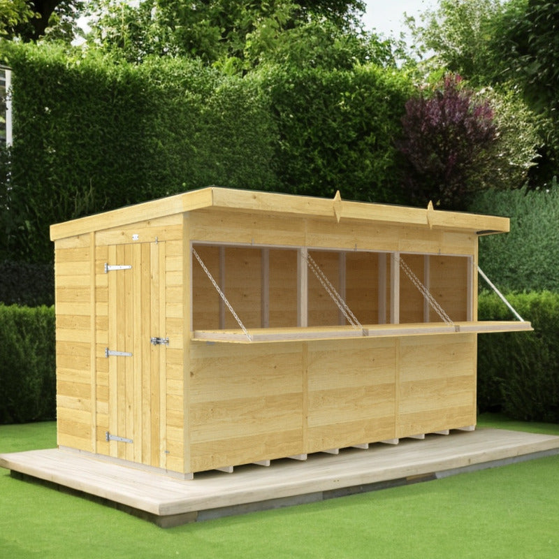 Holt 12' x 6' Pressure Treated Shiplap Garden Bar Shed With Serving Hatch | Sheds.co.uk