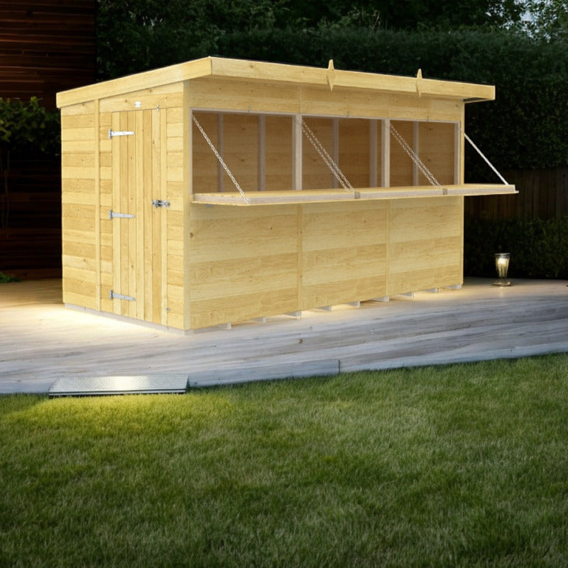 Holt 12' x 6' Pressure Treated Shiplap Garden Bar Shed With Serving Hatch | Sheds.co.uk