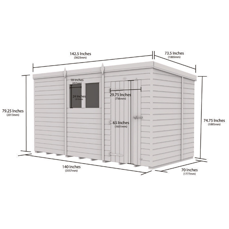 Holt 12' x 6' Pressure Treated Shiplap Modular Pent Security Shed