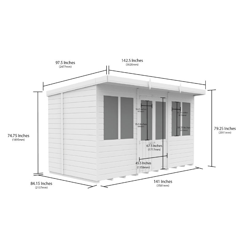 Holt 12' x 7' Alexander Loglap Pressure Treated Pent Summer House | Sheds.co.uk