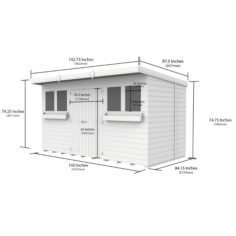 Holt 12' x 7' Handsworth Loglap Pressure Treated Pent Summer Shed