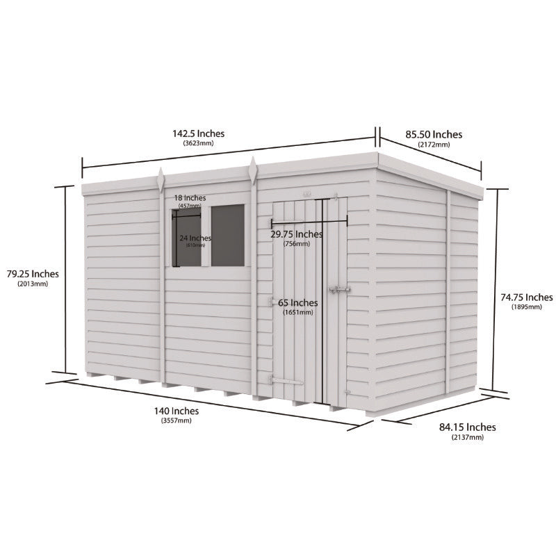 Holt 12' x 7' Pressure Treated Shiplap Modular Pent Security Shed