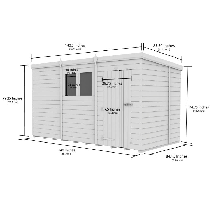 Holt 12' x 7' Pressure Treated Shiplap Modular Pent Shed | Sheds.co.uk