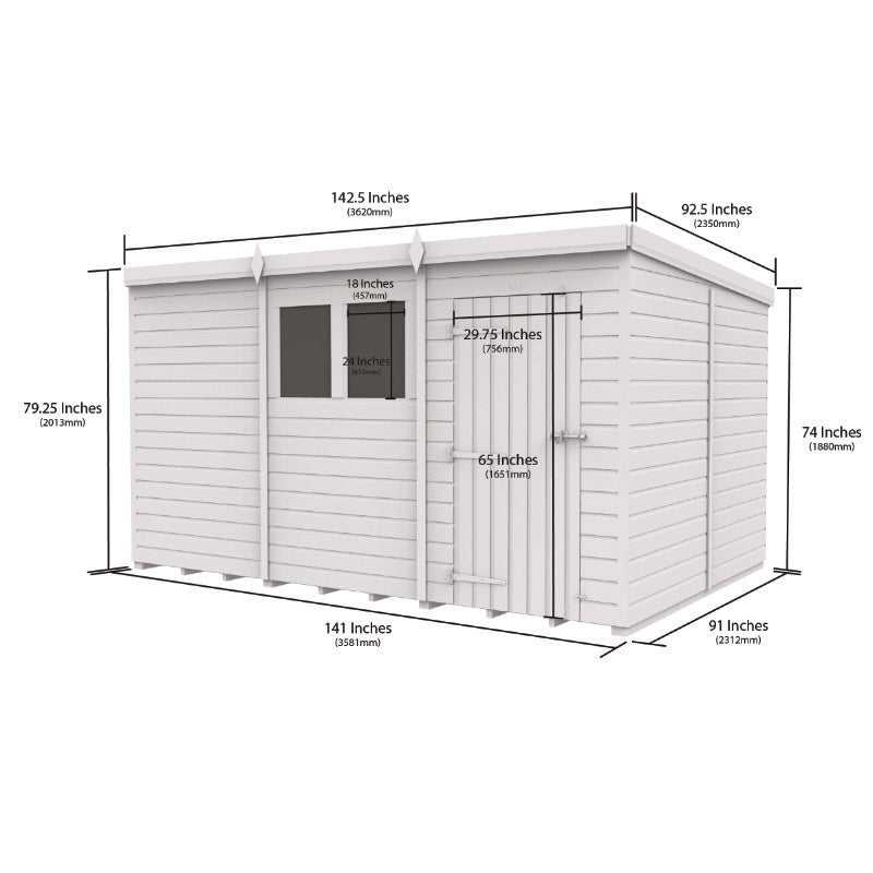 Holt 12' x 8' Pressure Treated Shiplap Modular Pent Security Shed | Sheds.co.uk