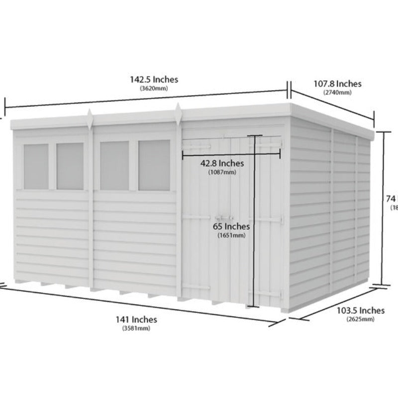 Holt 12' x 9' Pressure Treated Shiplap Modular Pent Shed | Sheds.co.uk