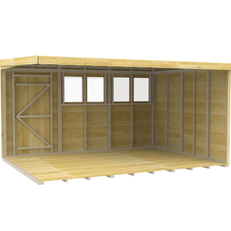 Holt 12' x 9' Pressure Treated Shiplap Modular Pent Shed | Sheds.co.uk