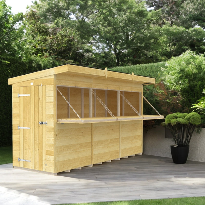Holt 12' x 4' Pressure Treated Shiplap Garden Bar Shed With Serving Hatch | Sheds.co.uk