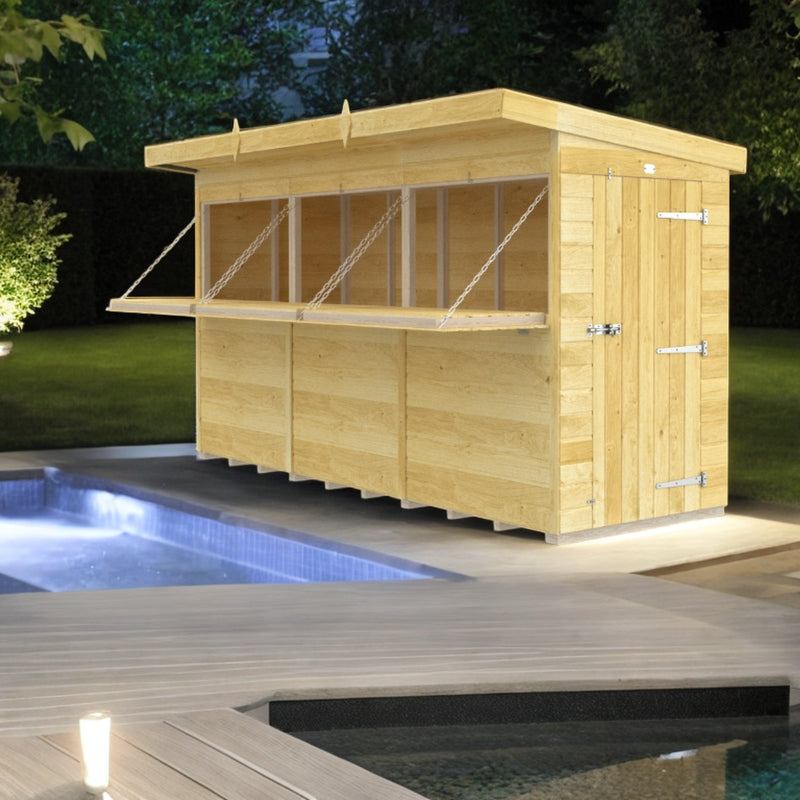 Holt 12' x 4' Pressure Treated Shiplap Garden Bar Shed With Serving Hatch | Sheds.co.uk