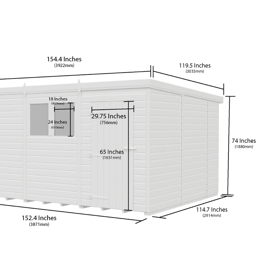 Holt 13' x 10' Pressure Treated Shiplap Modular Pent Shed
