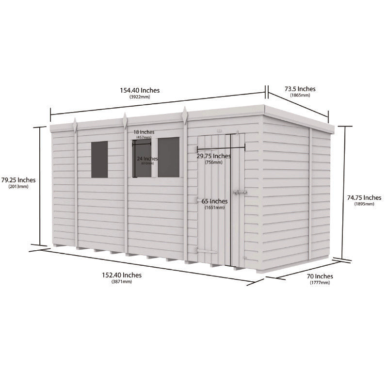 Holt 13' x 6' Pressure Treated Shiplap Modular Pent Security Shed
