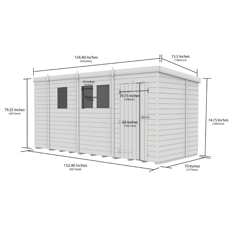 Holt 13' x 6' Pressure Treated Shiplap Modular Pent Shed