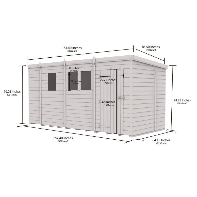 Holt 13' x 7' Pressure Treated Shiplap Modular Pent Security Shed