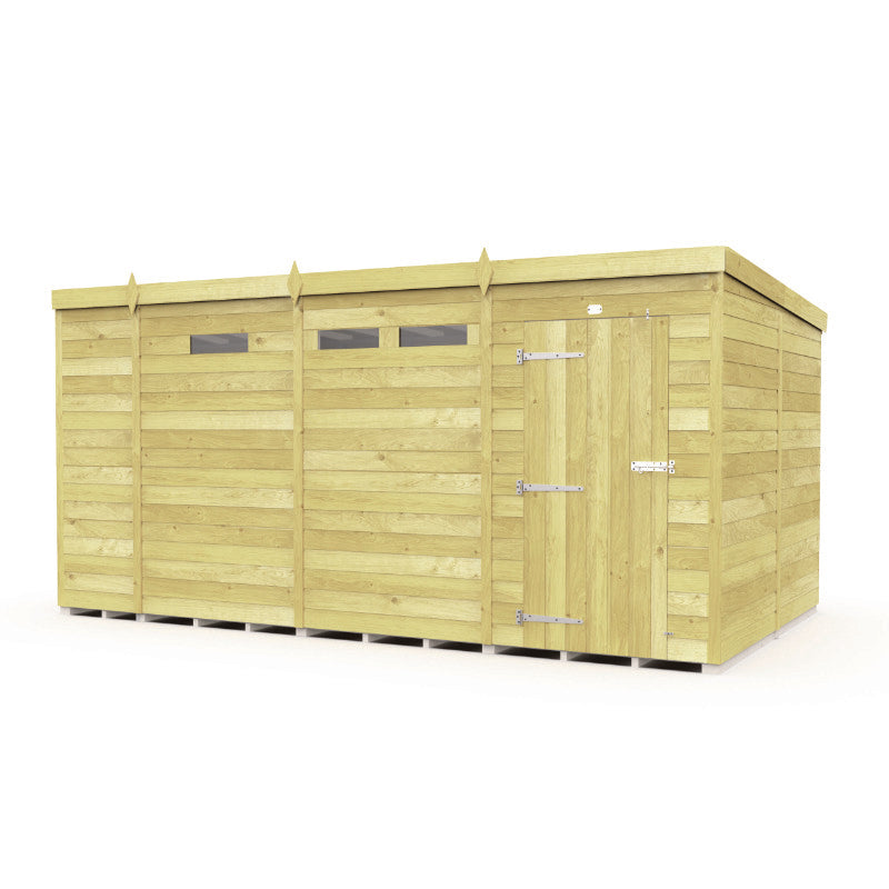 Holt 13' x 8' Pressure Treated Shiplap Modular Pent Security Shed | Sheds.co.uk