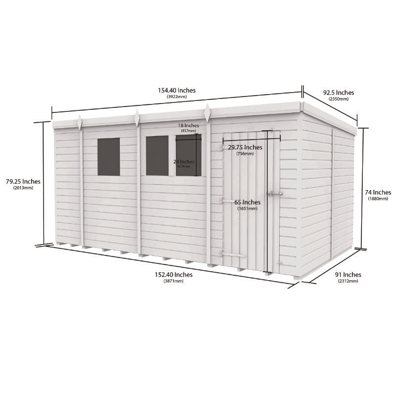 Holt 13' x 8' Pressure Treated Shiplap Modular Pent Security Shed | Sheds.co.uk