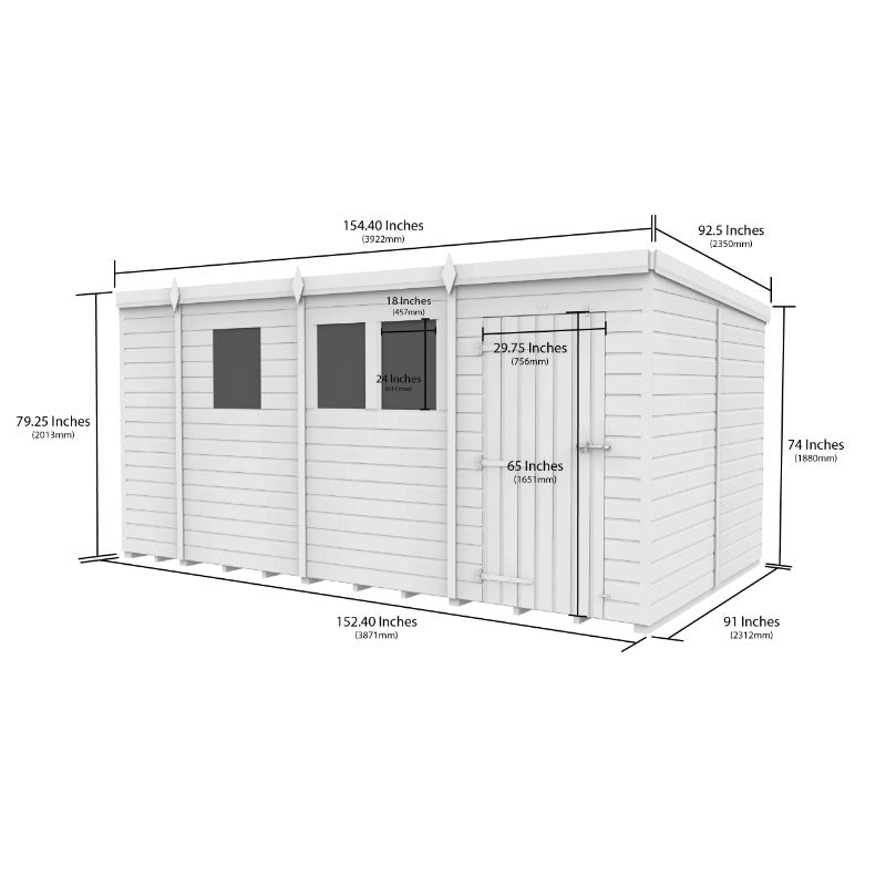 Holt 13' x 8' Pressure Treated Shiplap Modular Pent Shed