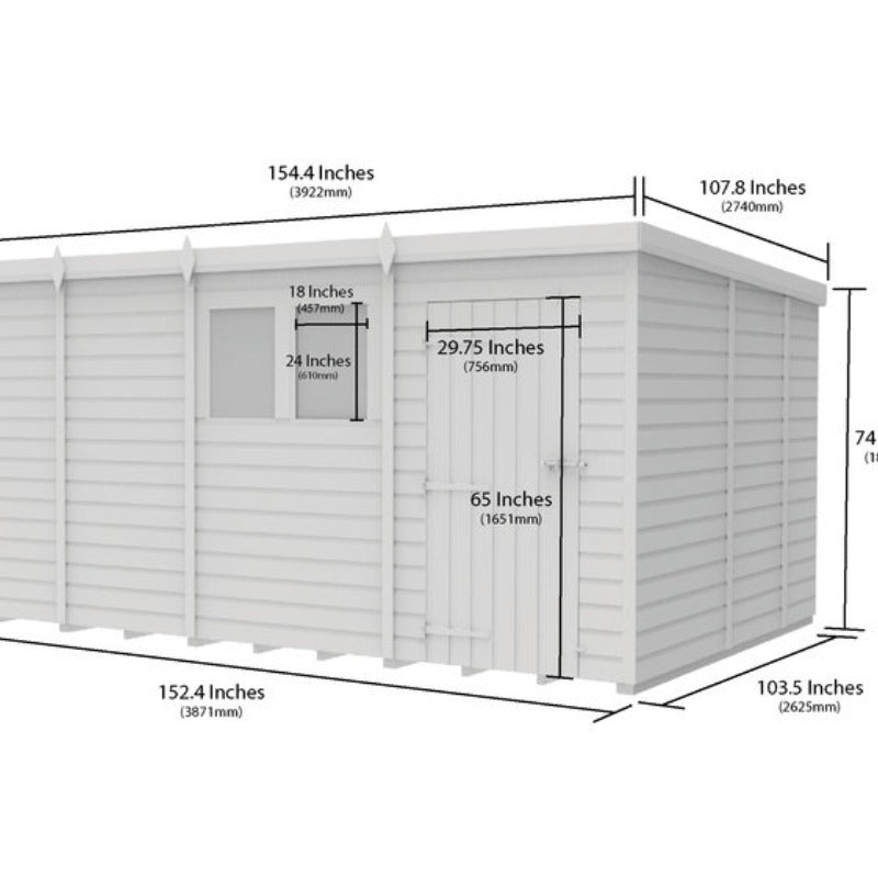 Holt 13' x 9' Pressure Treated Shiplap Modular Pent Shed | Sheds.co.uk