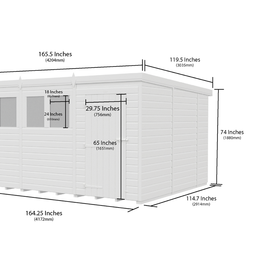 Holt 14' x 10' Pressure Treated Shiplap Modular Pent Shed