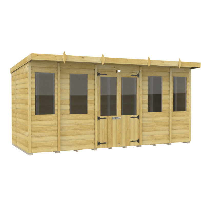 Holt 14' x 6' Alexander Loglap Pressure Treated Pent Summer House | Sheds.co.uk