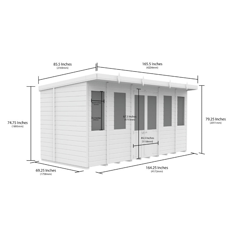 Holt 14' x 6' Alexander Loglap Pressure Treated Pent Summer House