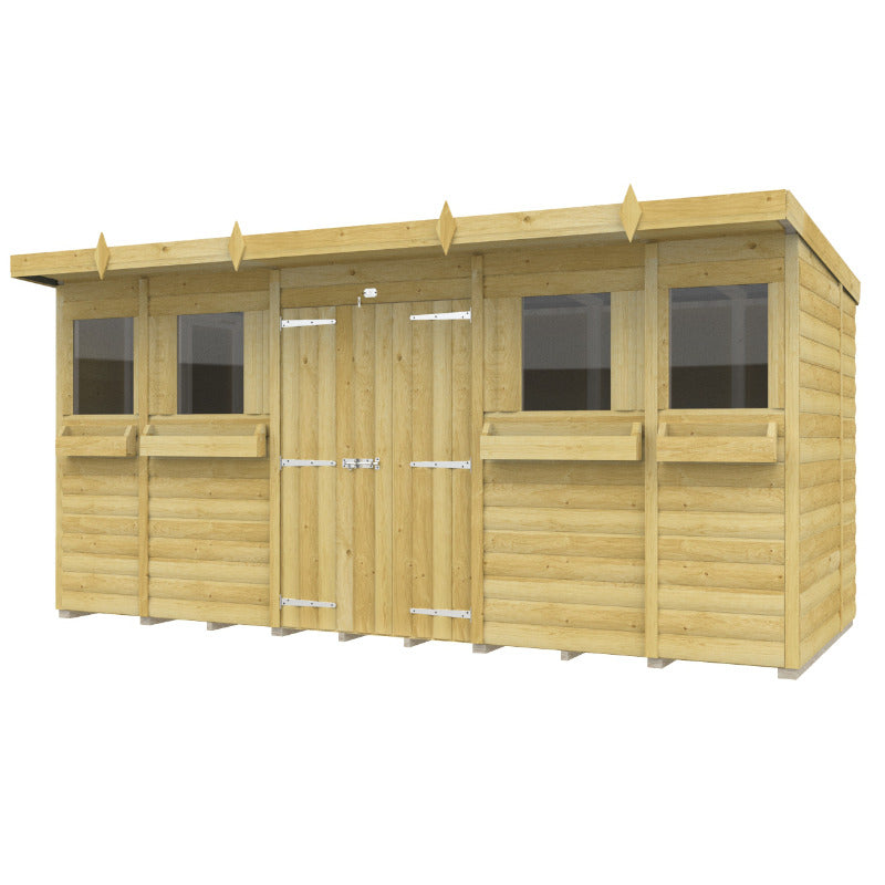 Holt 14' x 6' Handsworth Loglap Pressure Treated Pent Summer Shed | Sheds.co.uk