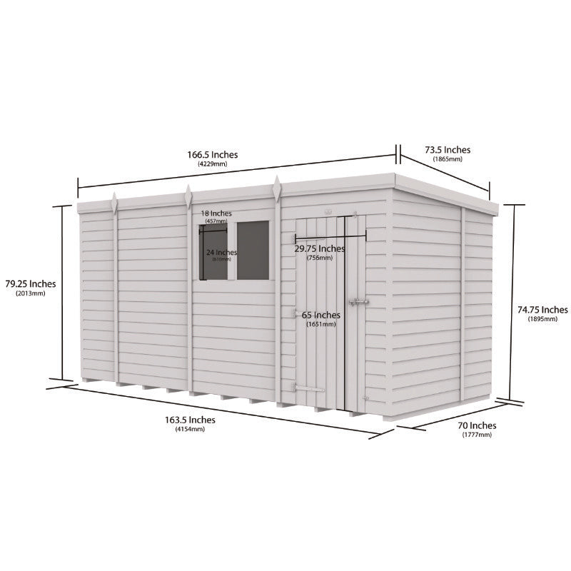 Holt 14' x 6' Pressure Treated Shiplap Modular Pent Security Shed | Sheds.co.uk