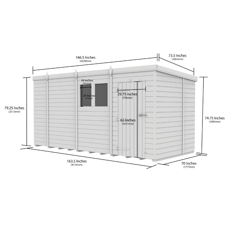 Holt 14' x 6' Pressure Treated Shiplap Modular Pent Shed