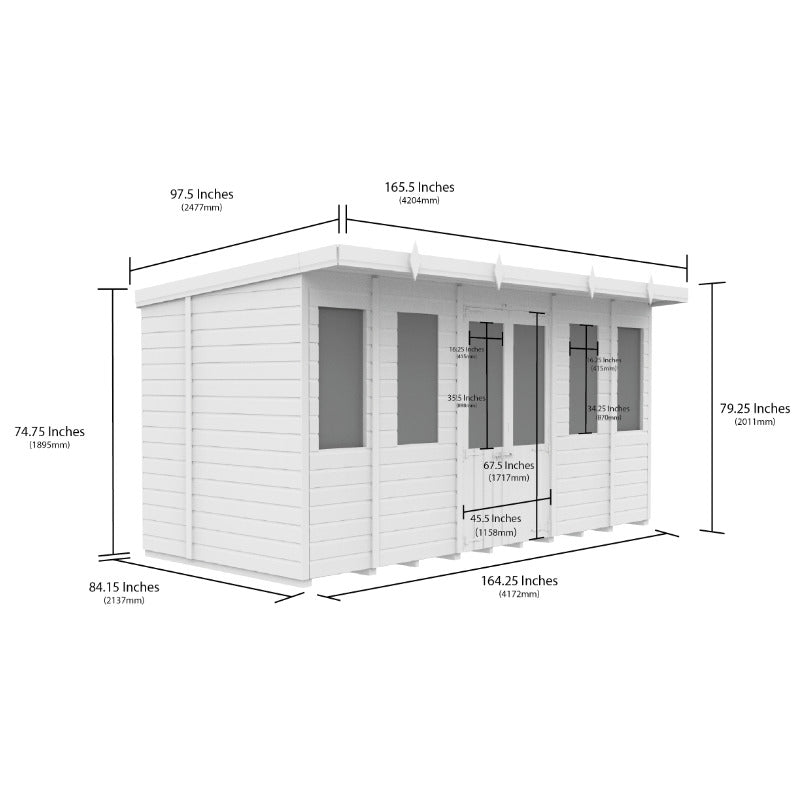 Holt 14' x 7' Alexander Loglap Pressure Treated Pent Summer House | Sheds.co.uk