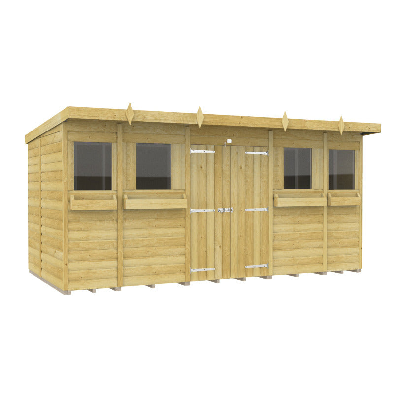 Holt 14' x 7' Handsworth Loglap Pressure Treated Pent Summer Shed | Sheds.co.uk