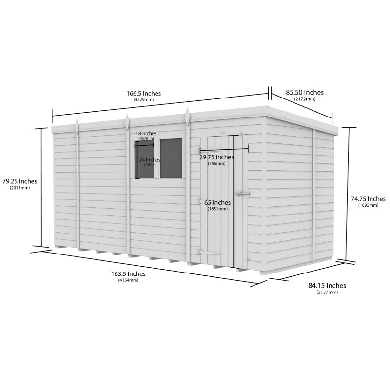 Holt 14' x 7' Pressure Treated Shiplap Modular Pent Shed | Sheds.co.uk