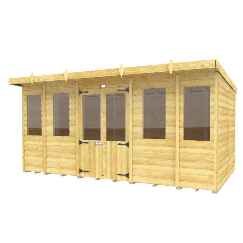 Holt 14' x 8' Alexander Loglap Pressure Treated Pent Summer House | Sheds.co.uk