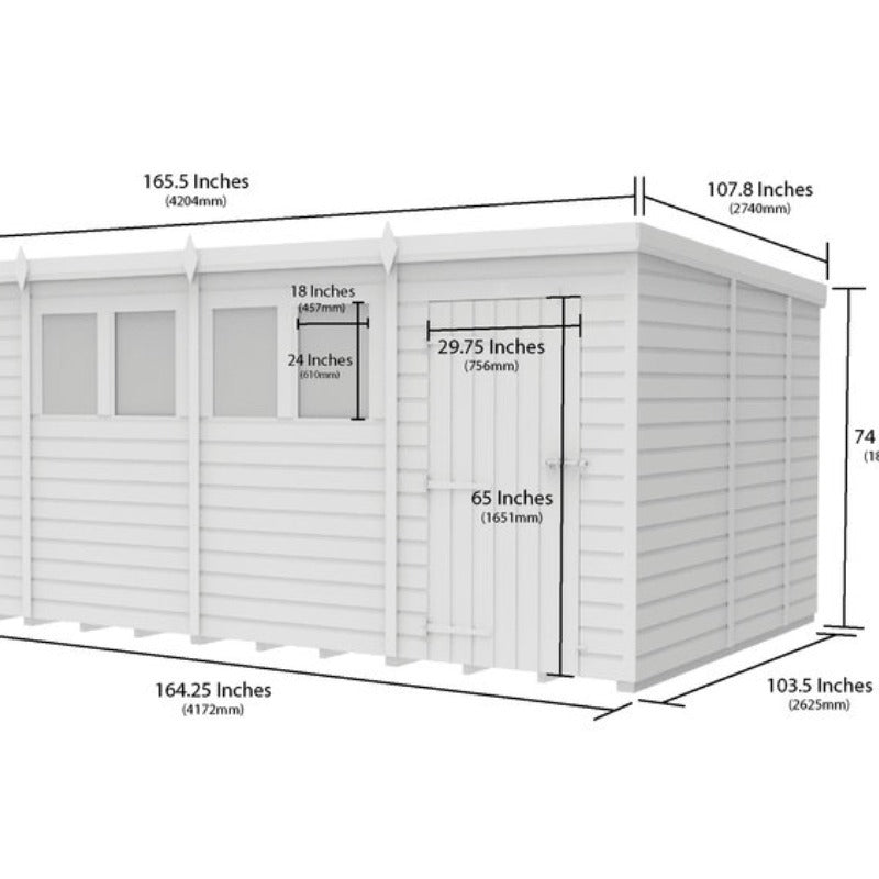 Holt 14' x 9' Pressure Treated Shiplap Modular Pent Shed