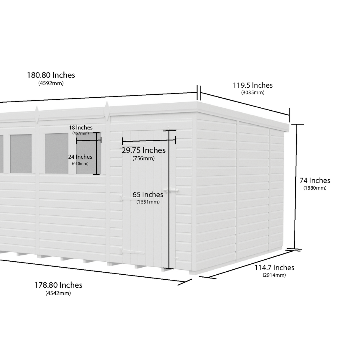 Holt 15' x 10' Pressure Treated Shiplap Modular Pent Shed | Sheds.co.uk