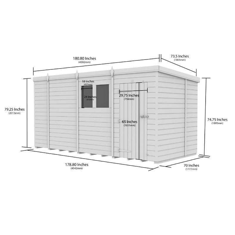 Holt 15' x 6' Pressure Treated Shiplap Modular Pent Shed | Sheds.co.uk