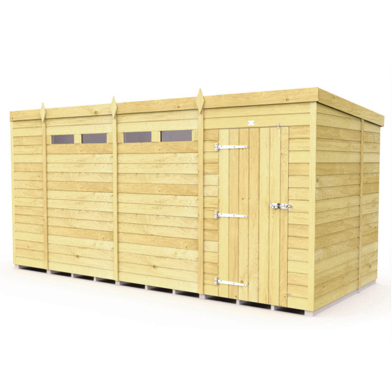 Holt 15' x 7' Pressure Treated Shiplap Modular Pent Security Shed | Sheds.co.uk