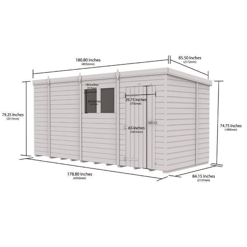 Holt 15' x 7' Pressure Treated Shiplap Modular Pent Security Shed | Sheds.co.uk