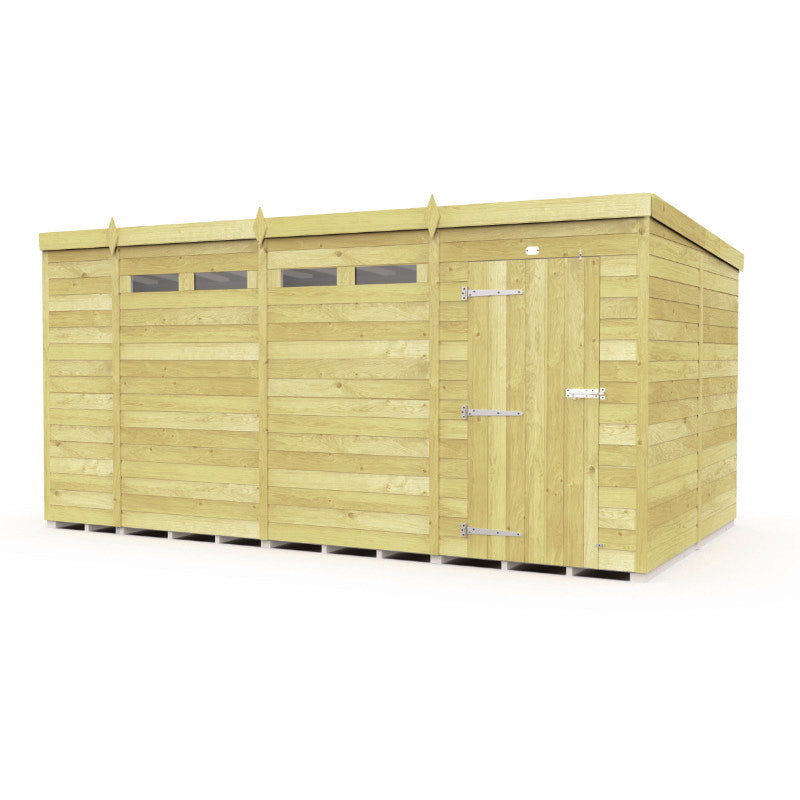 Holt 15' x 8' Pressure Treated Shiplap Modular Pent Security Shed | Sheds.co.uk